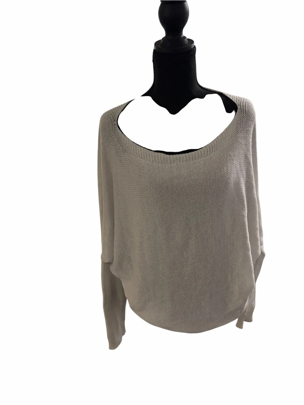 Source Unknown Off-the-Shoulder Light Gray Knit Sweater